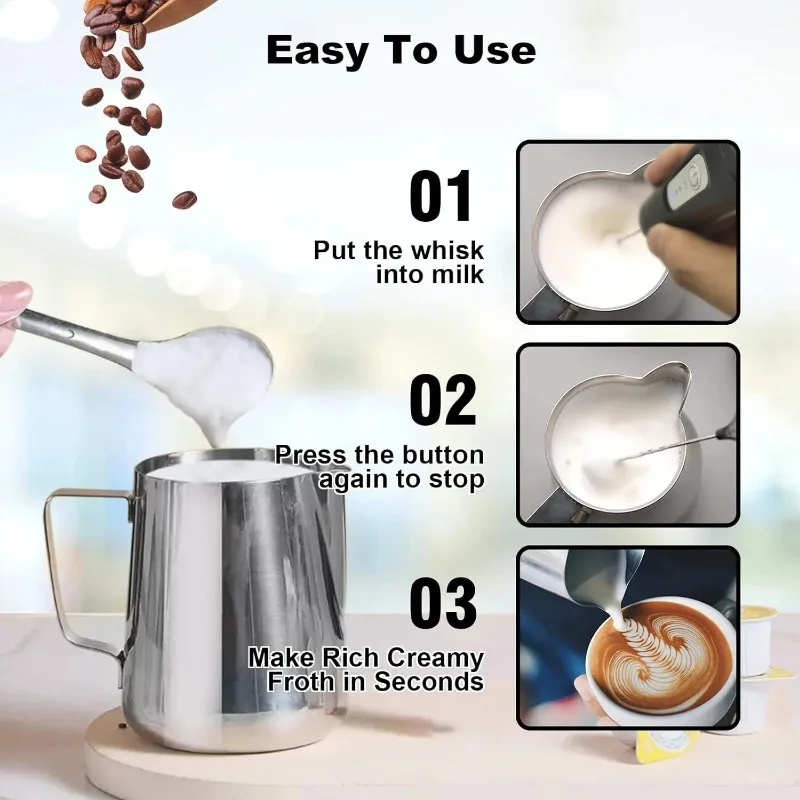 Rechargeable Milk Frother – 3-Speed Handheld Foam Maker for Coffee, Latte & More | USB Powered - Image 4